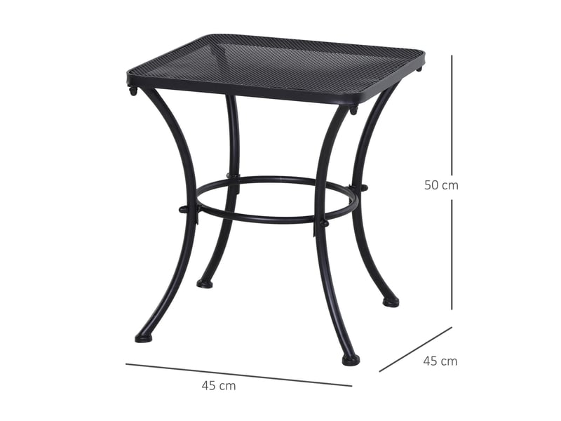  Table d'appoint de jardin en métal noir 45x45x50 cm – plateau mesh – pour terrasse et balcon  - Conforama C