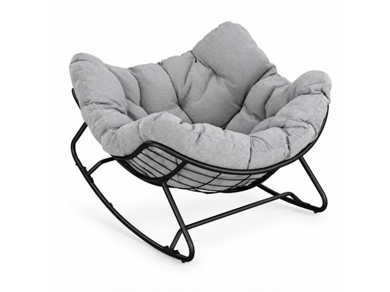  Fauteuil à bascule demi-cercle en chenille avec cadre en métal 150 kg  - Conforama A