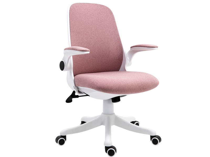  Chaise de bureau ergonomique à hauteur réglable, revêtement en velours, 62,5 x 60 x 94-104 cm, blanc et rose  - Conforama B