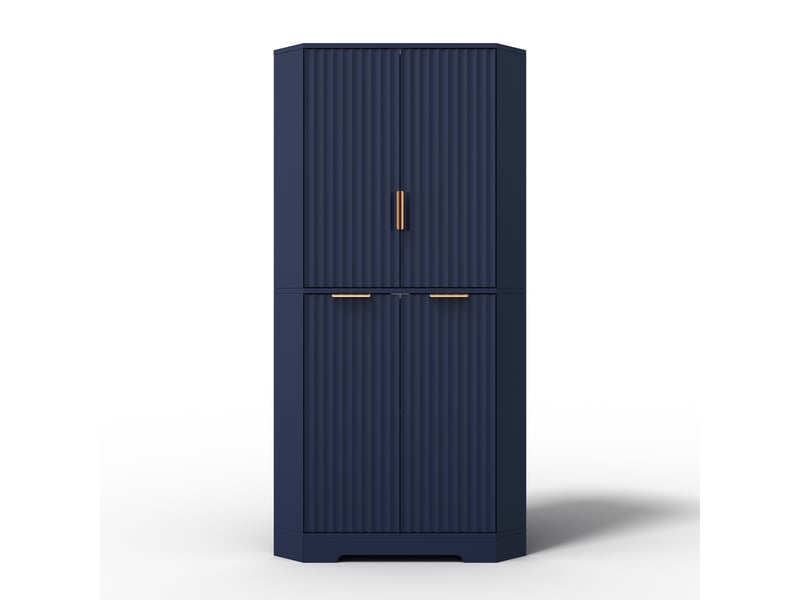  Armoire d’angle avec 4 portes et étagères réglables, 60 x 60 x 172 cm  - Conforama A
