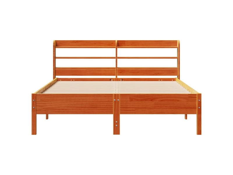  Lit double- lit adulte -  cadre de lit sans matelas  marron 135x190cm bois pin massif  - Conforama C