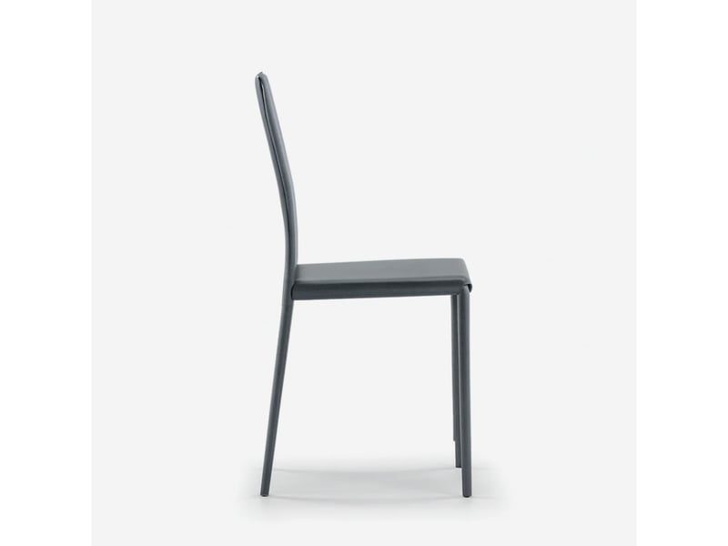  Lot de 4 chaises empilables rembourrées en simili cuir luma - gris  - Conforama D