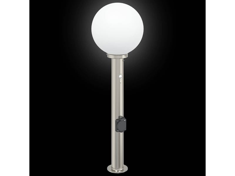 Lot de 3 borne lumineuse avec détecteur et prise 80 cm acier inoxydable ip44 shl44487 - Conforama E