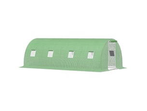 Serre de jardin tunnel 6 x 3 m en acier galvanisé vert avec 8 fenêtres, porte enroulable et protection uv