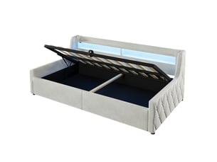 Lit simple 90x200 cm MIVRAY coloris beige