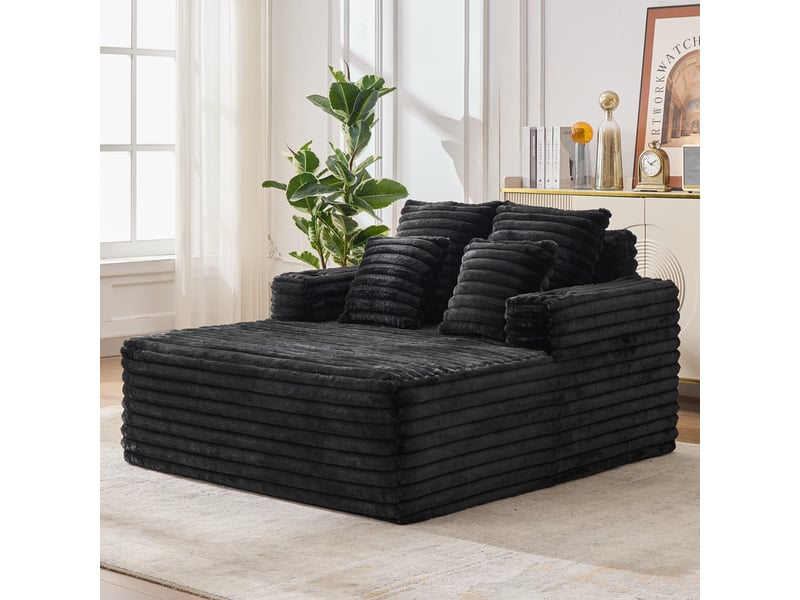  Chaise longue convertible 2 places en fausse fourrure, fauteuil nuage avec porte-gobelets  - Conforama E