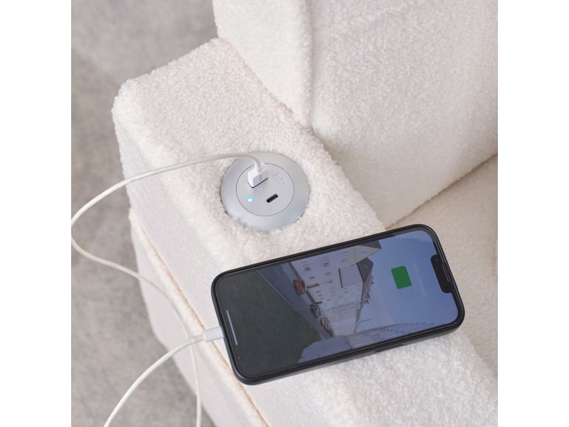  Fauteuil convertible blanc 1 place - canapé lit multifonction avec rangement intégré et usb  - Conforama D