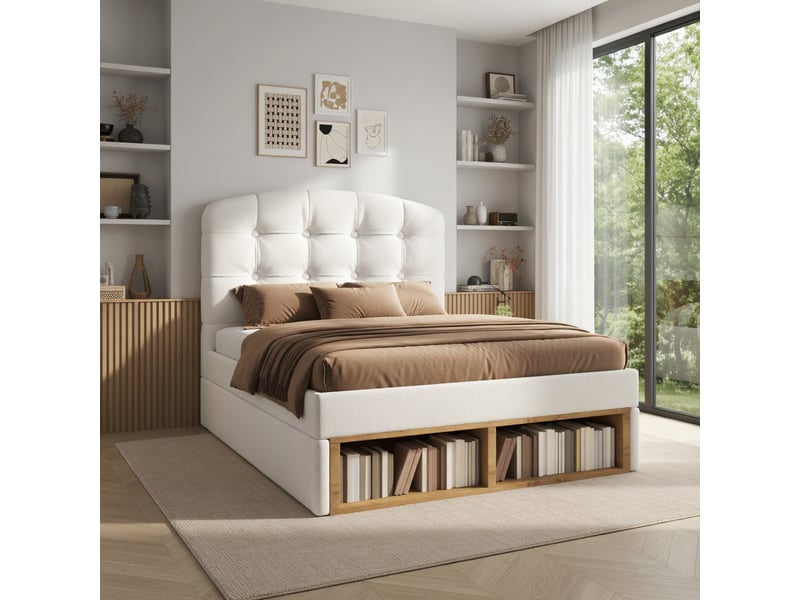 Lit enfant 90 x 200 cm, avec tiroirs et espace de rangement, en velours,gris - Conforama B