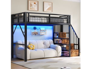 Lit mezzanine 90x200 cm <strong>OKWISH</strong> <strong></strong> coloris noir