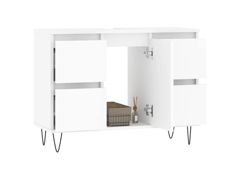  Armoire de salle de bain, meuble de rangement blanc 80x33x60 cm bois d'ingénierie shl3759  - Conforama C