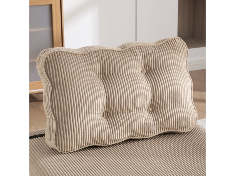  Fauteuil convertible lit escamotable design scandinave cord khaki structure bois 90x86x84 cm  - Conforama R