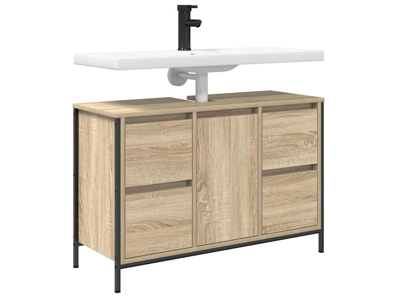  Meuble sous-évier, meuble de rangement avec tiroirs chêne sonoma 90x34.5x60 cm  - Conforama D