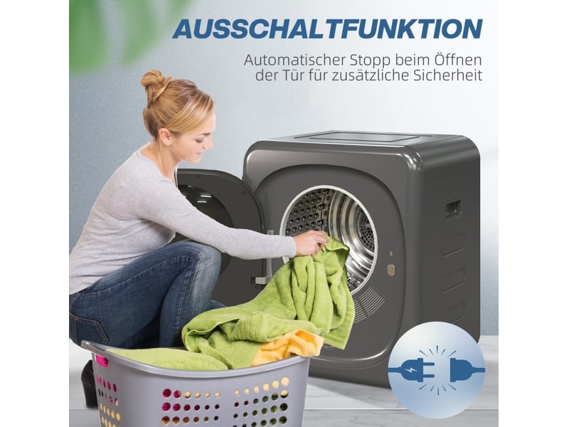 Sèche-linge à évacuation 4 kg 48x40x56 cm gris, 6 programmes avec écran tactile et sécurité enfant - Conforama E