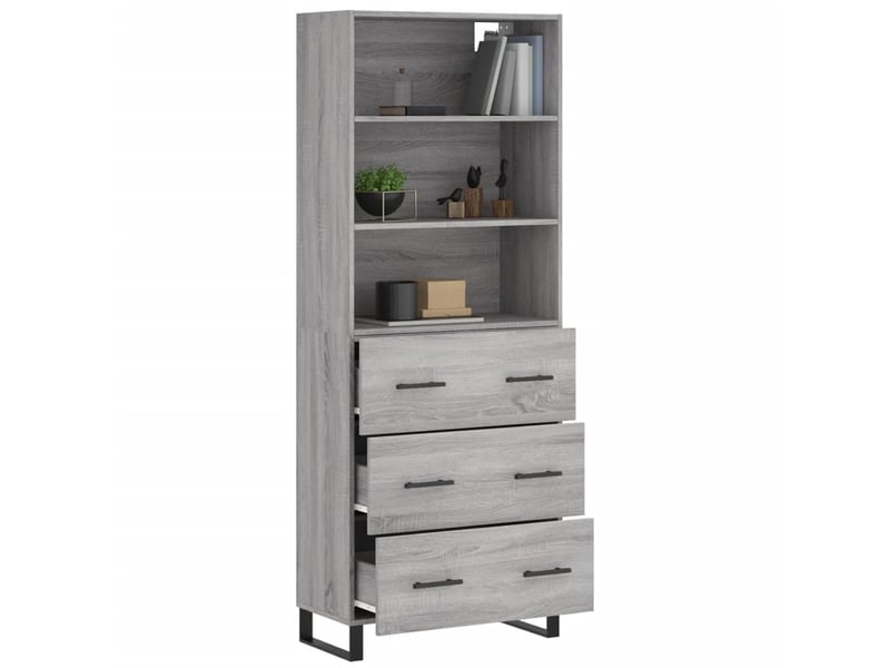  Buffet haut - bahut - meuble de rangement sonoma gris 69,5x34x180 cm bois d'ingénierie  - Conforama C