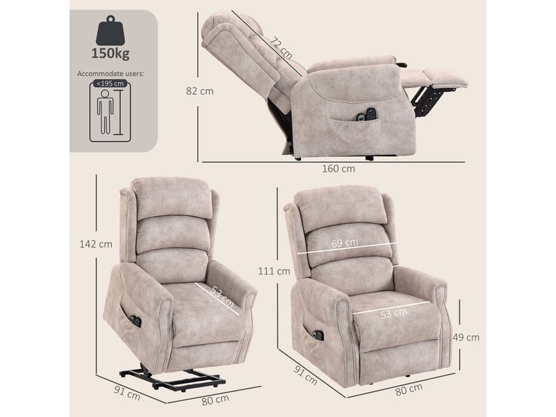  Fauteuil releveur électrique massage par vibrations et chaleur, fauteuil relax électrique en velours, 80x160x82cm, beige Z-713-209V90CW - Conforama C