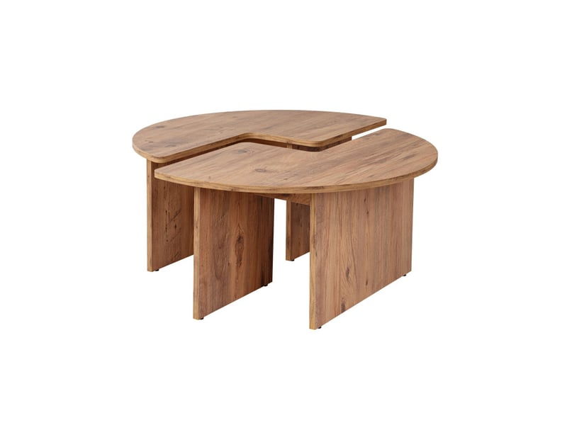  Table basse ronde en bois mdf mélaminé pin atlantique ø90 x 41 cm  - Conforama A