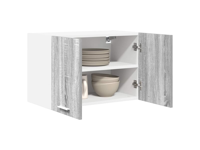  Meuble de rangement, armoire suspendue 2 pcs gris sonoma et blanc bois d'ingénierie shl545  - Conforama C