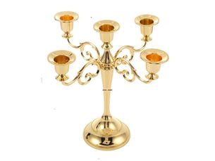 Bougeoirs dorés 5 bras en métal bougeoirs 26cm haut