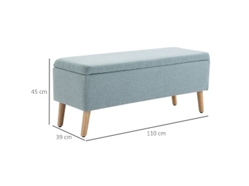  Banc coffre tcqpz 110 x 39 x 45 cm avec rangement polyester aspect lin vert clair  - Conforama C