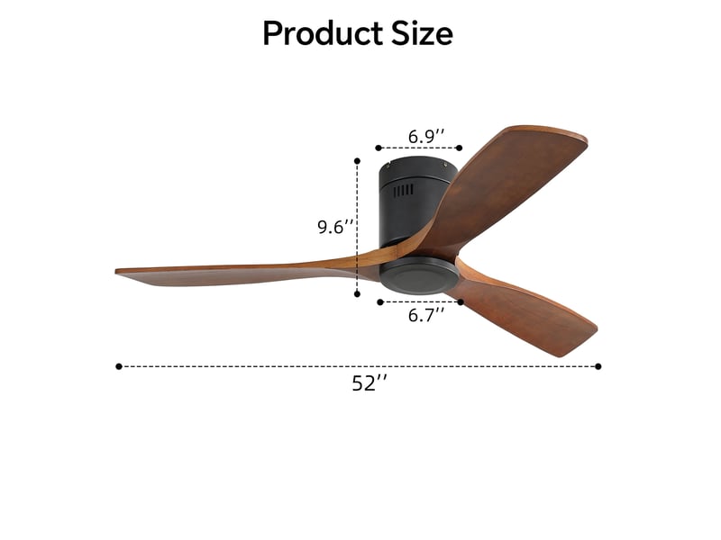  Ventilateur de plafond 132 cm - noir - moteur dc réversible, télécommande 6 vitesses  - Conforama C