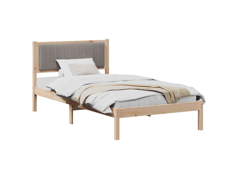  Lit simple- lit adulte -  cadre de lit avec tête de lit rembourrée taupe 100 x 200 cm  - Conforama B