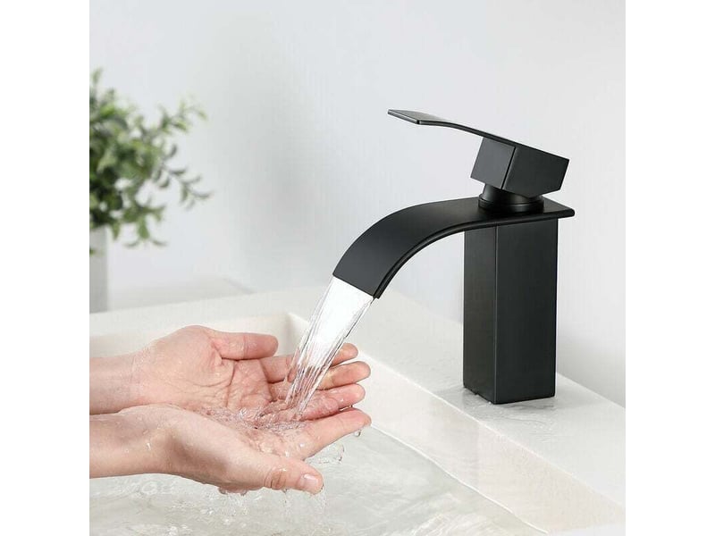  Noir robinet de lavabo en cascade mitigeur en laiton pour salle de bain design moderne  - Conforama B