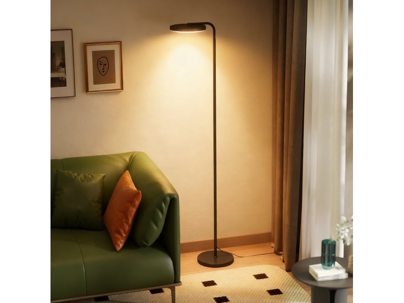  Lampadaire led 41x25x166-177 cm avec télécommande magnétique, tête rotative, noir  - Conforama B