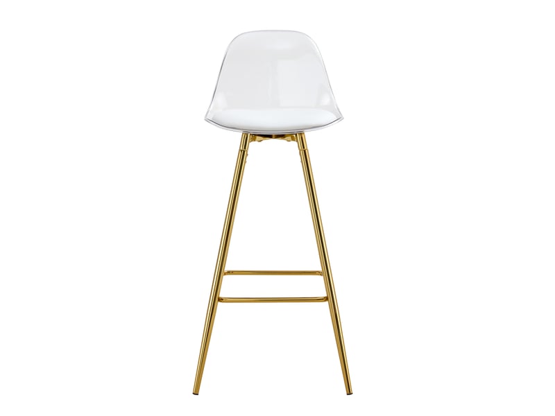  Lot 2 tabourets bar 100 cm transparent – piètement doré, dossier confortable – café &amp; salon  - Conforama A