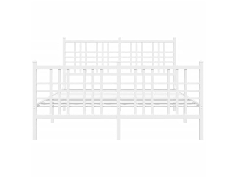 Lit double- lit adulte - cadre de lit métal sans matelas et pied de lit blanc 140x190 cm - Conforama C