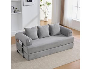 Canapé modulable modenvie 3 places en velours côtelé gris clair 200 x 94 x 67 cm