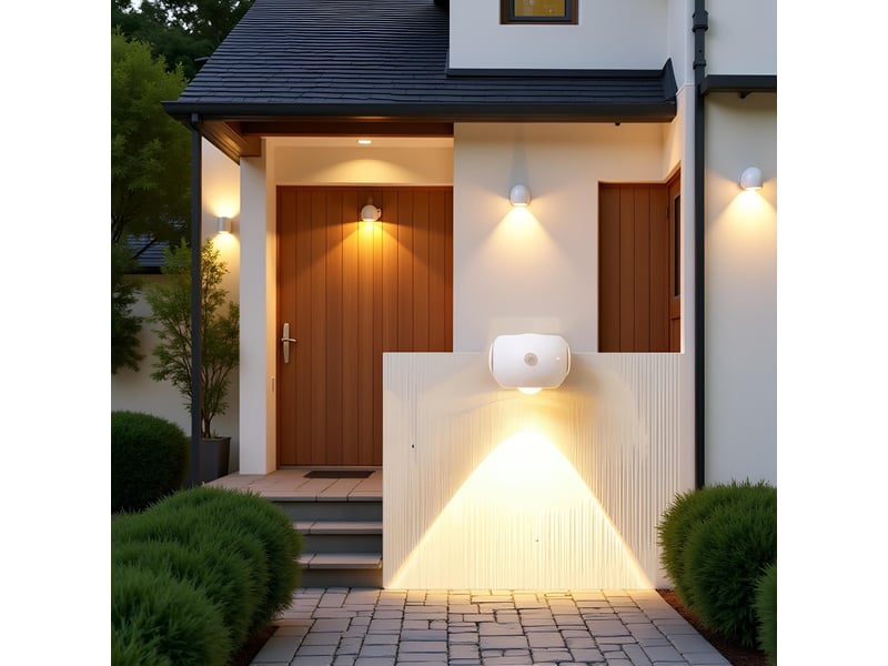  Projecteur led à détecteur de mouvement - éclairage de sécurité sans fil, piles, pour escalier, couloir, garage, entrée, blanc  - Conforama D