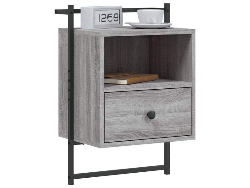  Lot de 2 table de chevet - cabinet de chevet - table de nuit murale sonoma gris 40x30x61 cm  - Conforama B