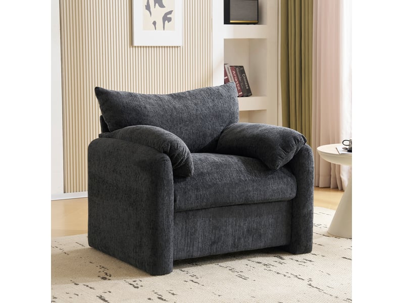  Fauteuil modenvie 1 place en chenille gris 96 x 82 x 84 cm  - Conforama B