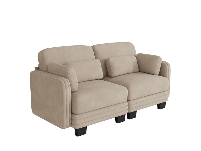 Canapé droit modulable 2 places 176x88x88 cm en chenille café clair - Conforama D