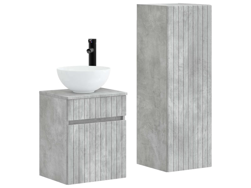  Ensemble de mobilier de salle de bain 2 pcs gris béton shl9672  - Conforama A