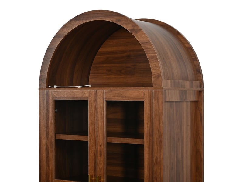  Vitrine haute,76x40x180 cm,led avec 2 portes en verre et 2 tiroirs,mdf,effet noyer  - Conforama B