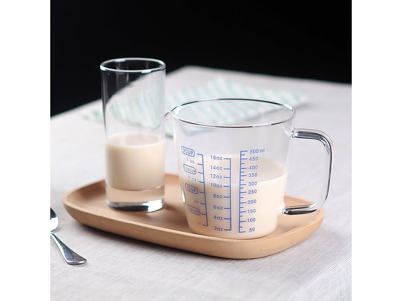 Verre doseur en verre avec couvercle – tasse à lait multifonctionnelle 500ml - Conforama B