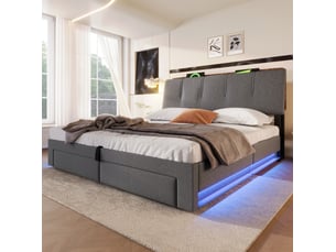 Lit coffre 140x200 cm <strong>MODENUIT </strong>  <strong></strong> coloris gris