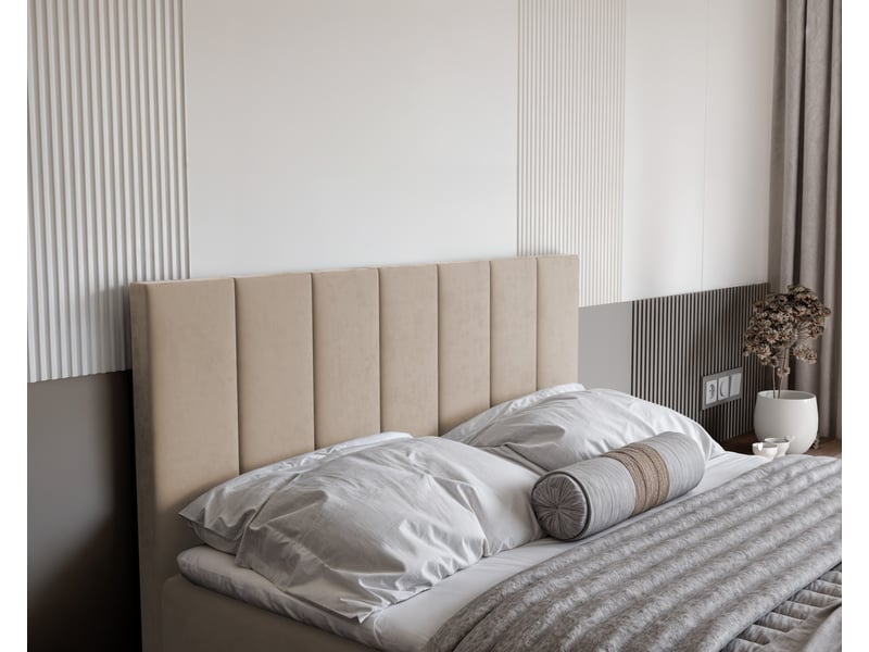 Lit coffre zelto - 200x200 cm - avec matelas et surmatelas - velours dense - beige clair ZELTO - Conforama D