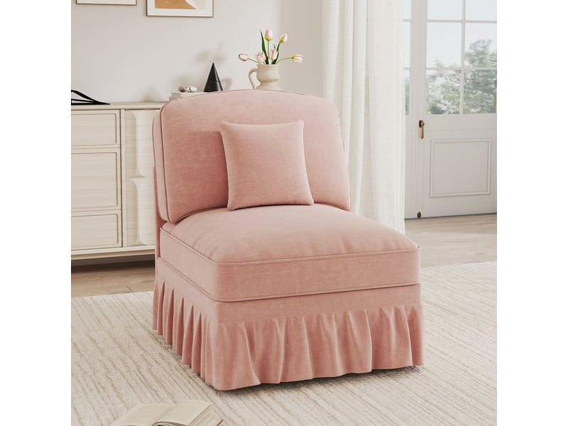  Canapé de salon, canapé chenille; en chenille, rose, avec accoudoirs  - Conforama D