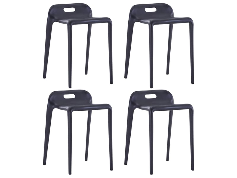  Lot de 4 tabourets empilables noir plastique  - Conforama B