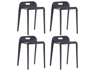 Lot de 4 tabourets empilables noir plastique