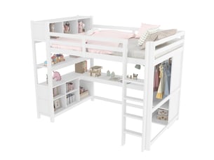 Lit mezzanine 140x200 cm STILVORA coloris blanc