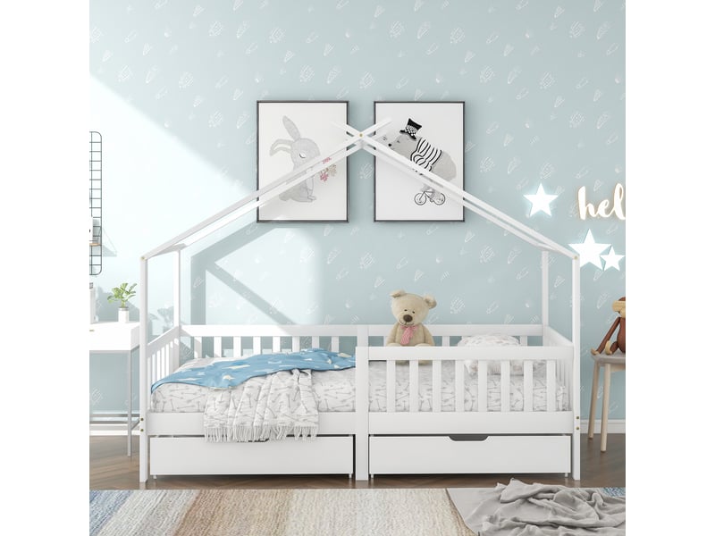  Lit cabane 90x200cm coloris blanc lit enfant blanc - Conforama B