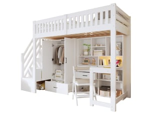 Lit mezzanine 90x200 cm <strong>HAVRYA</strong>  <strong></strong> coloris blanc