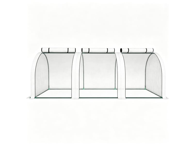  Serre de jardin modulaire blanche 295 x 100 x 80 cm en acier thermolaqué et pe haute densité, protection uv  - Conforama A
