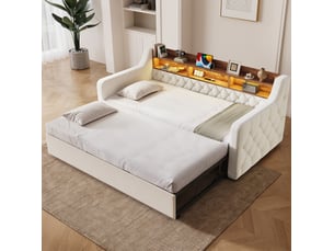 Lit extensible 90x190 cm OKWISH coloris beige