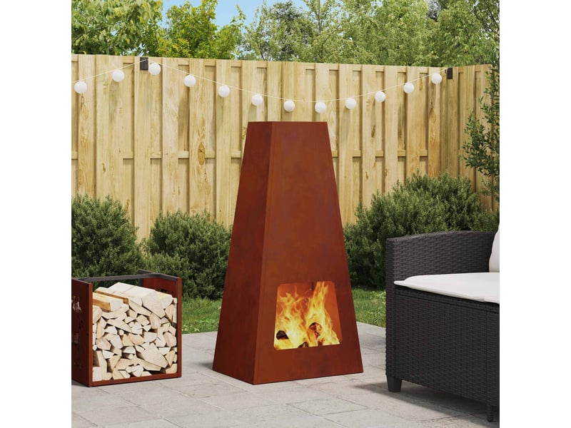 Brasero exterieur, foyer camping rouillé 50x35x100 cm acier patiné - Conforama B