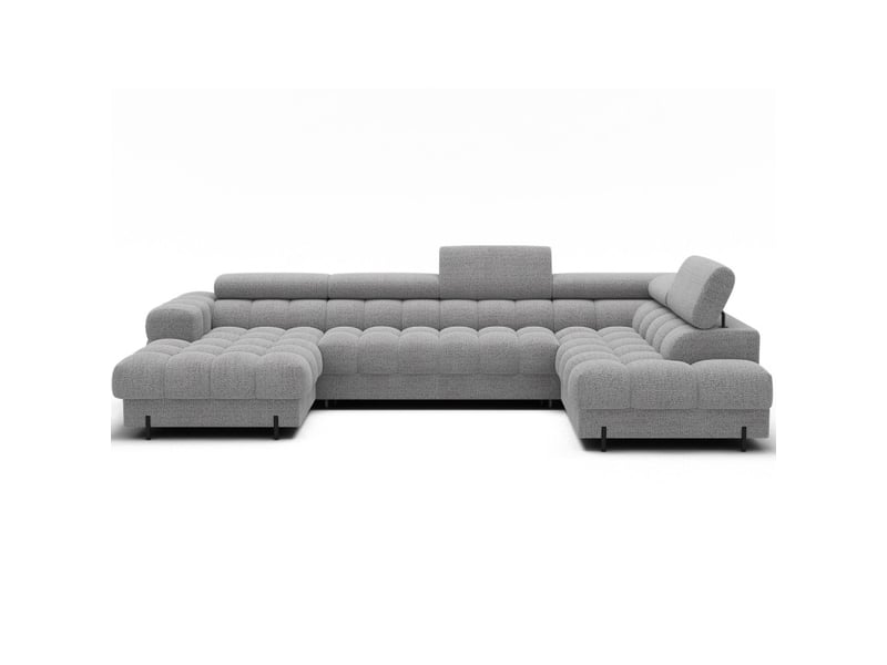  Canapé panoramique gris chiné angle droit feraria salon contemporain  - Conforama A