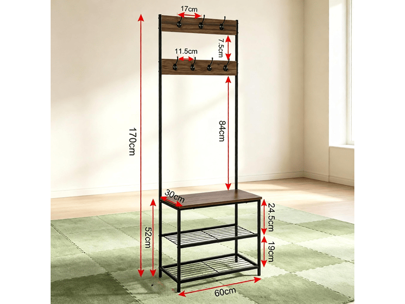  Porte-manteau moderne multifonction 3-en-1, rangement vêtements pour entrée  - Conforama C